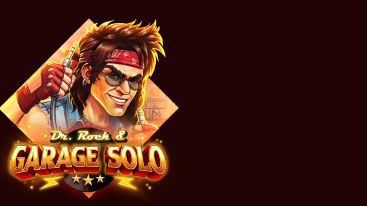 Tampilan visual slot Dr. Rock & Garage Solo dengan elemen musik dan karakter Dr. Rock